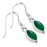 Green Agate Oval Sterling Silver Earrings - e351h